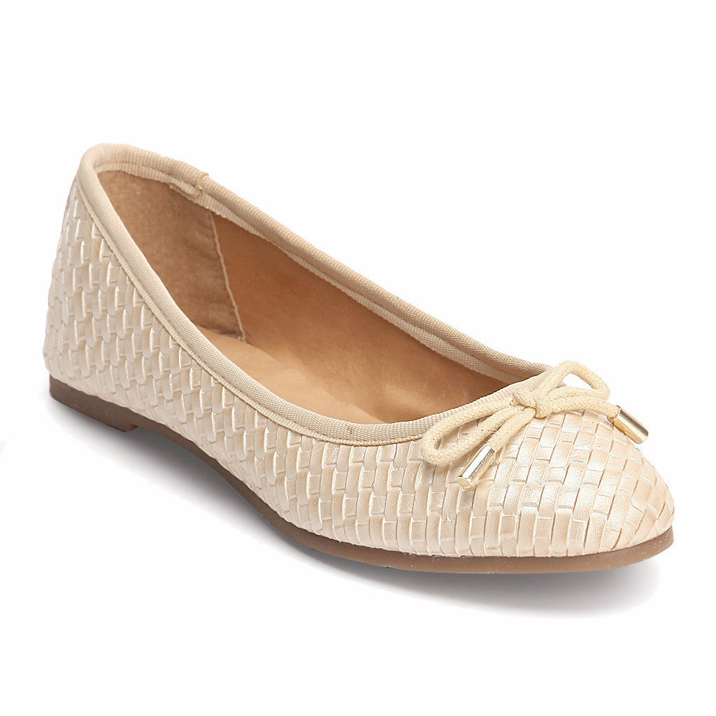 Beige Weaved Belly Shoes