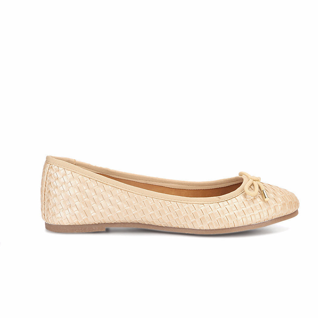 Beige Weaved Belly Shoes