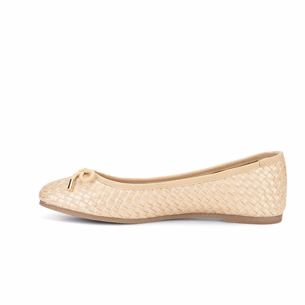 Beige Weaved Belly Shoes