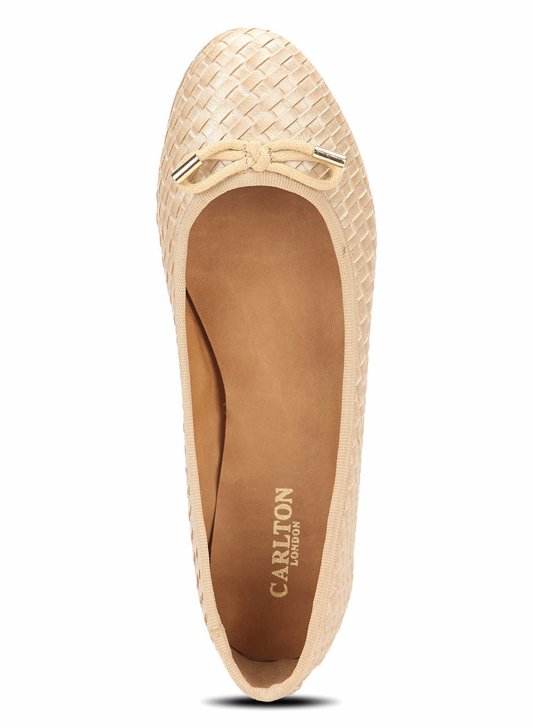 Beige Weaved Belly Shoes