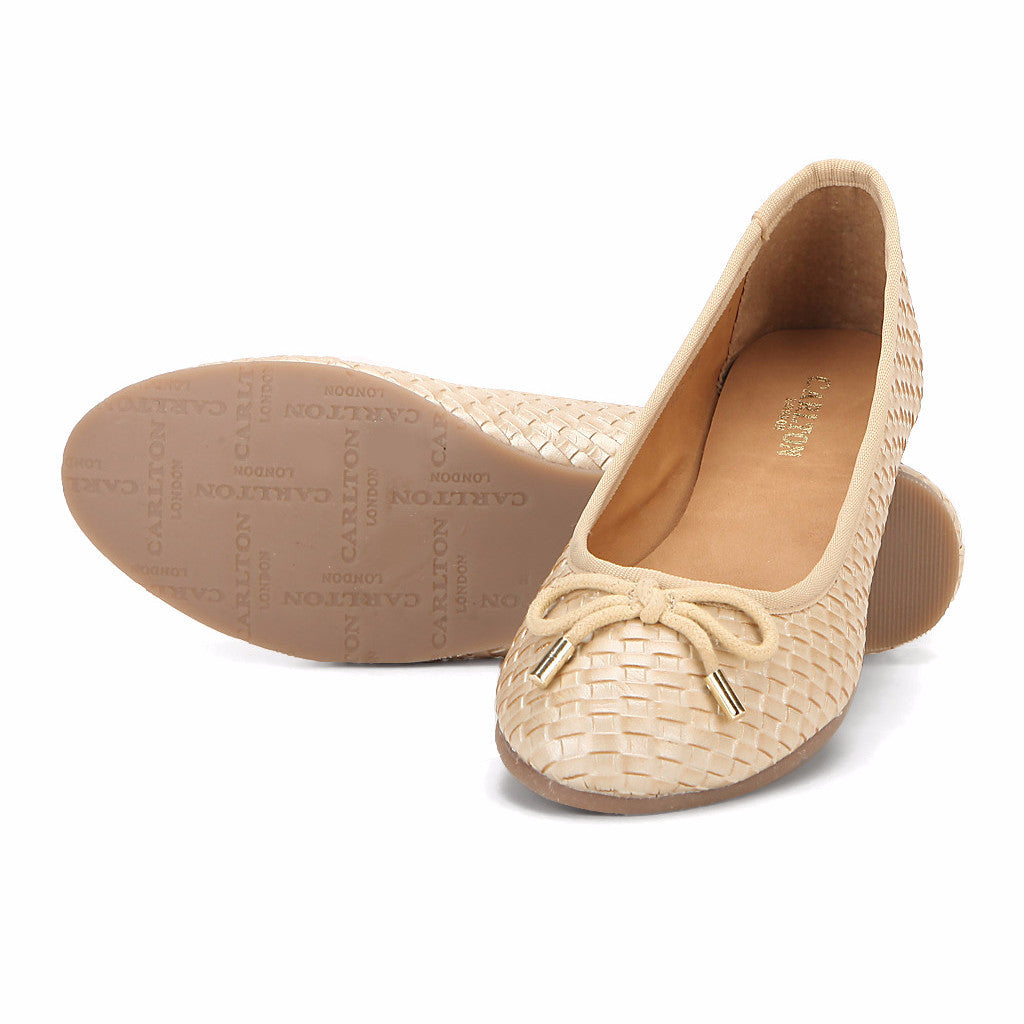 Beige Weaved Belly Shoes