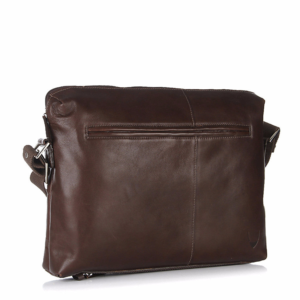 Fitch 02 Brown Leather Zip Top Messenger Bag
