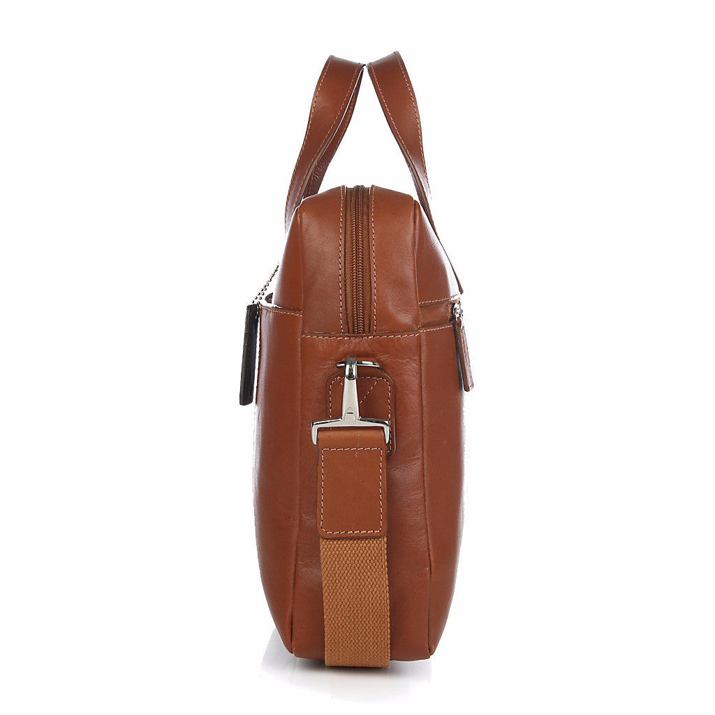 Stephenson 04 Tan/Brown Leather Briefcase Laptop Bag
