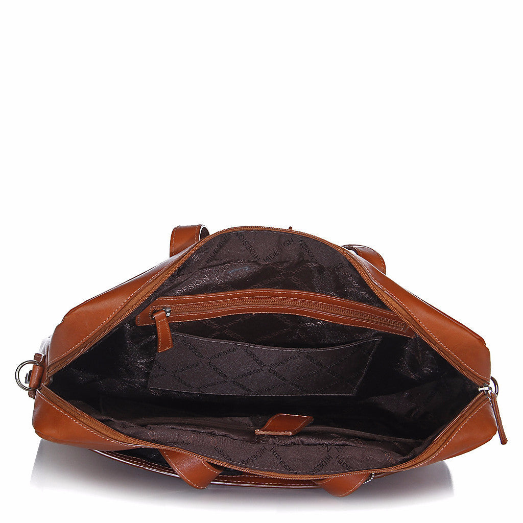 Stephenson 04 Tan/Brown Leather Briefcase Laptop Bag