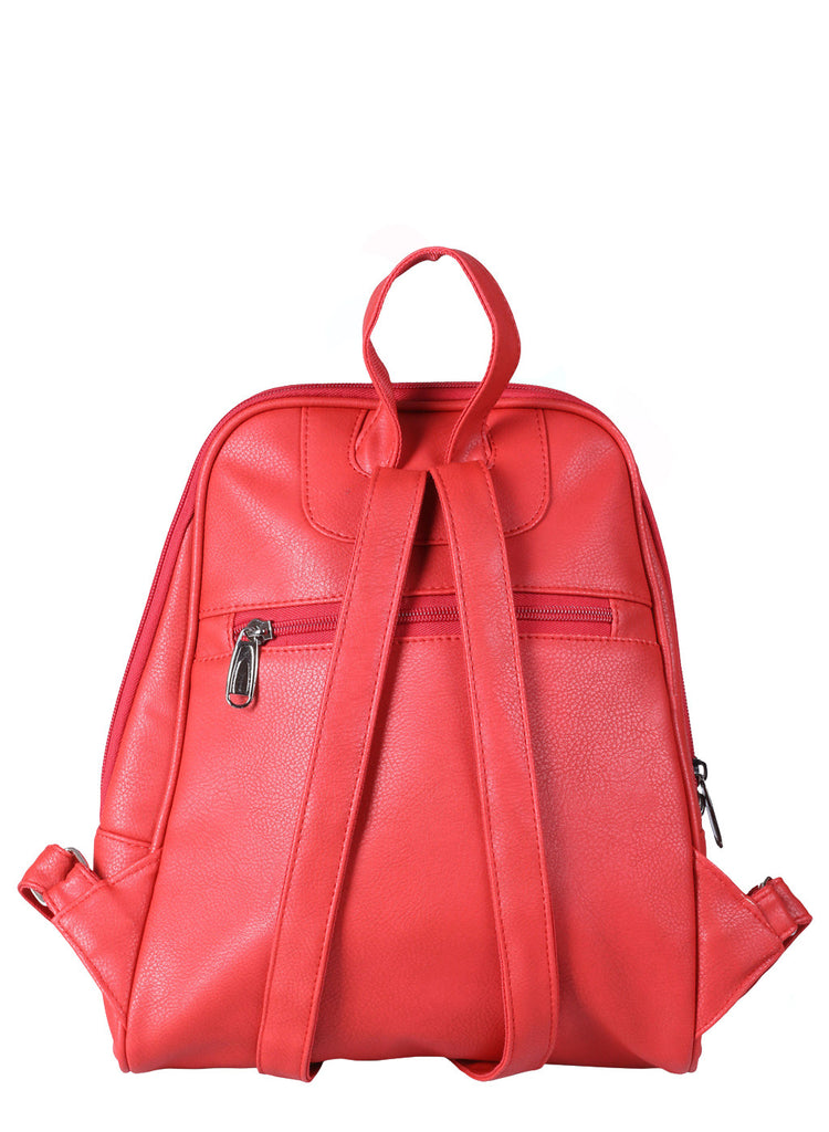 Red Synthetic Leather Backpack