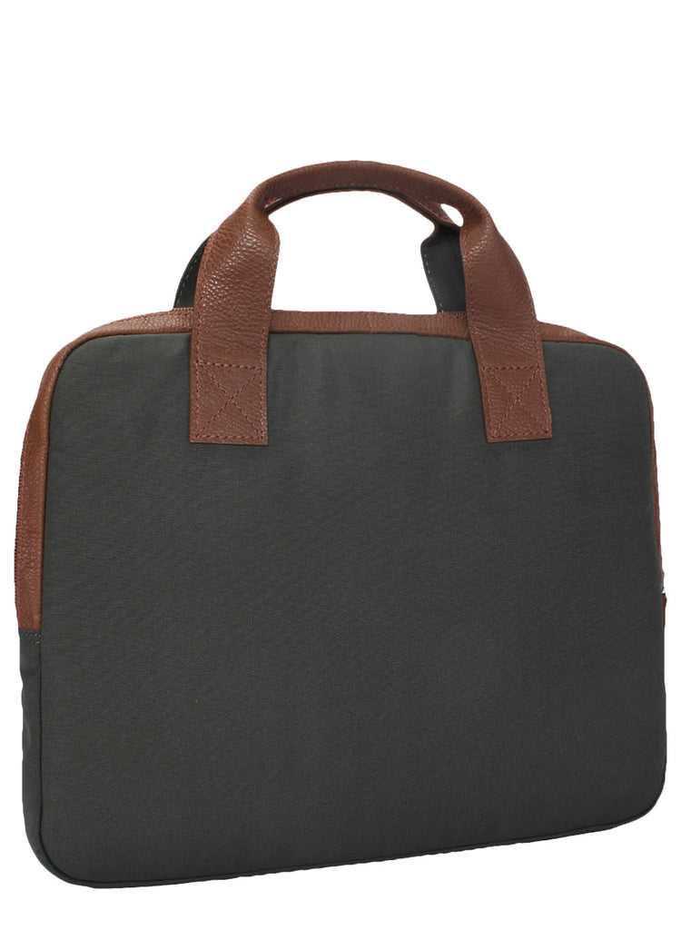 Charcoal Grey Leather Laptop Bag
