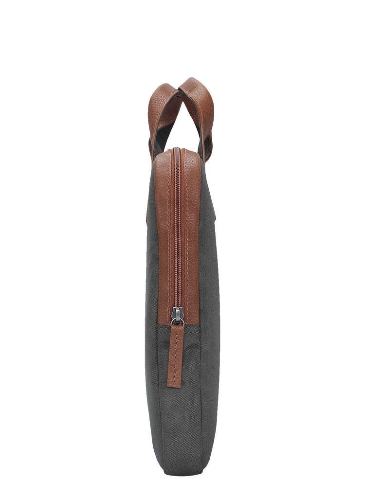 Charcoal Grey Leather Laptop Bag