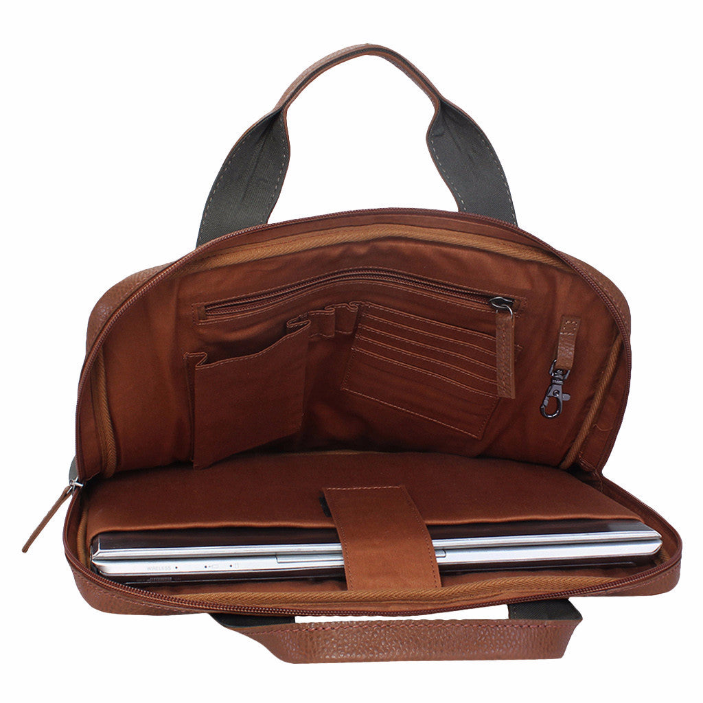 Charcoal Grey Leather Laptop Bag