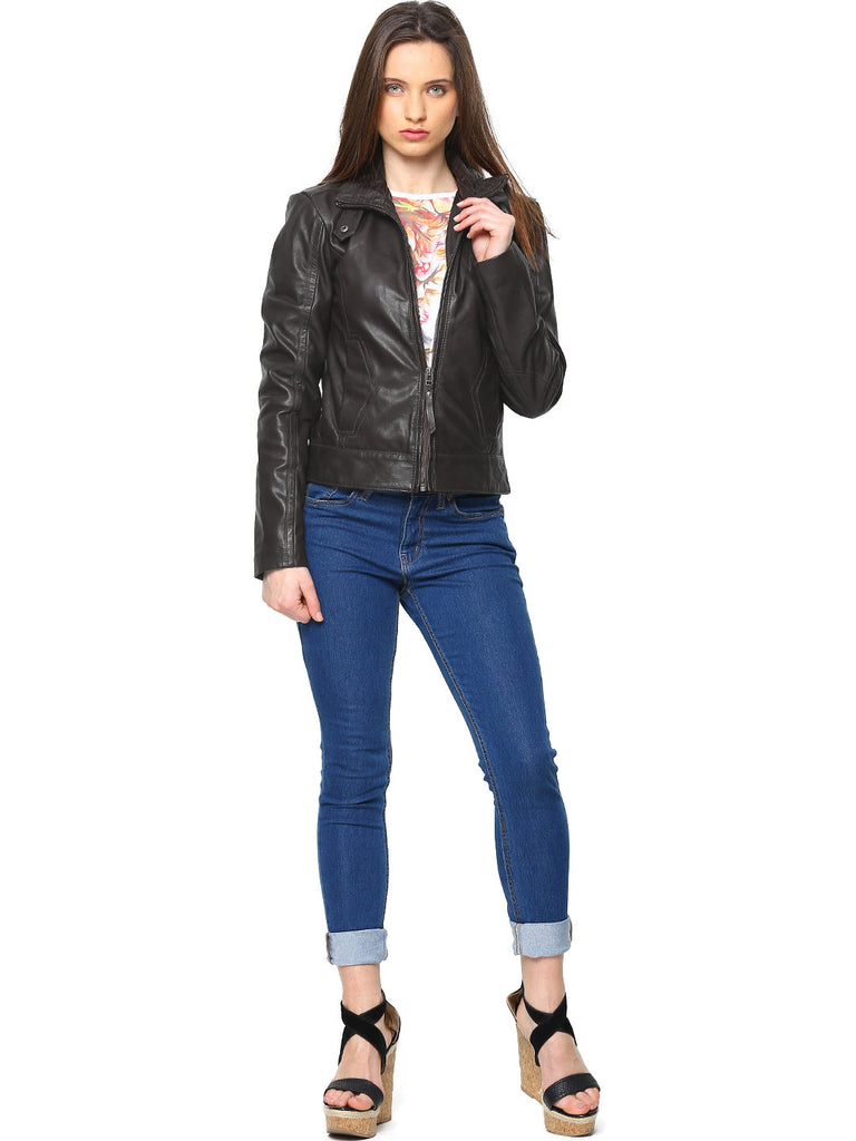 Women Brown Leather Jacket