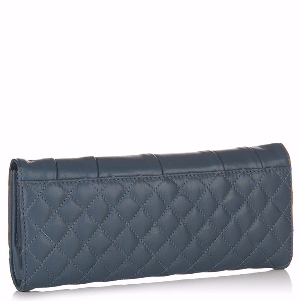BLUE LEATHER CLUTCH