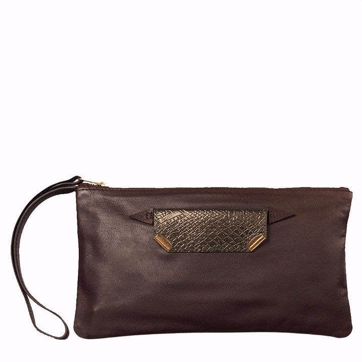 Brown Leather Clutch