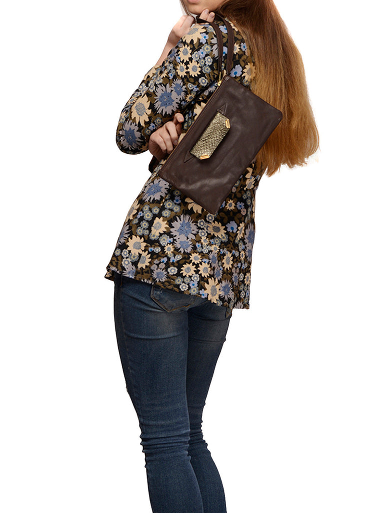 Brown Leather Clutch