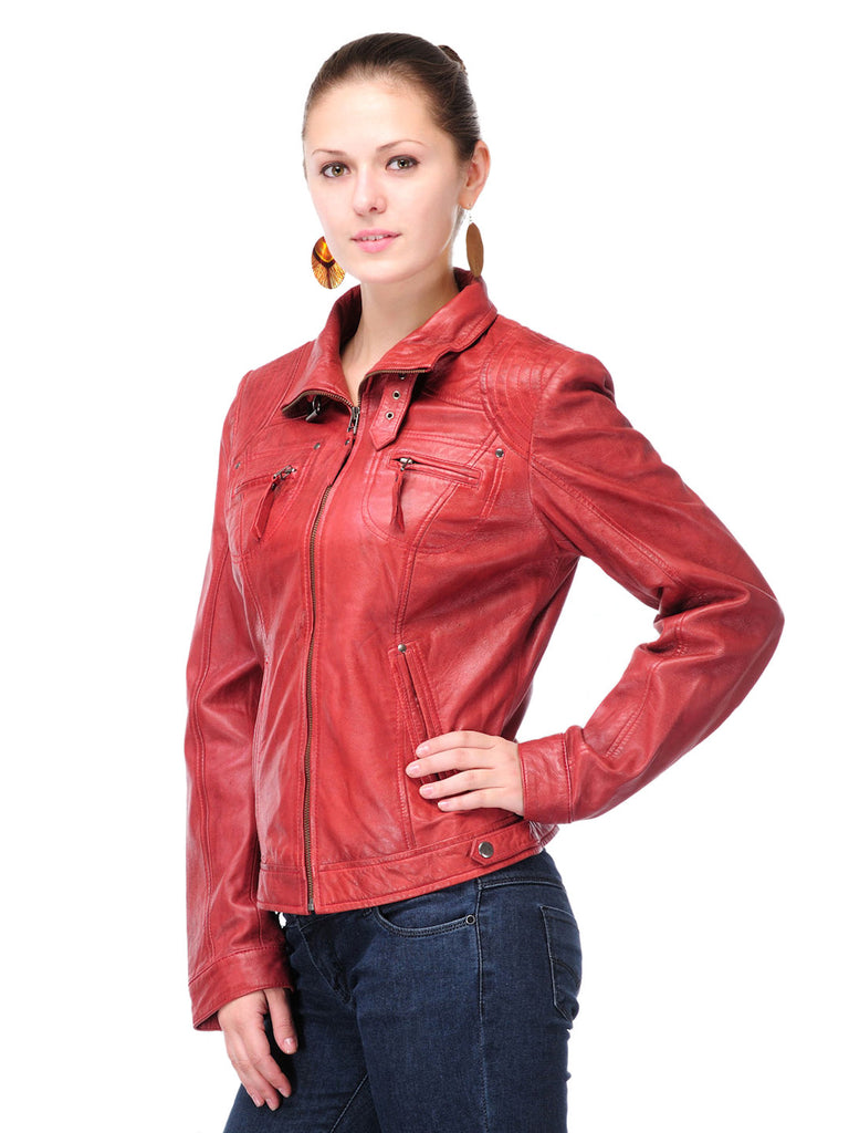 Leathers Women Red Leather Jacket