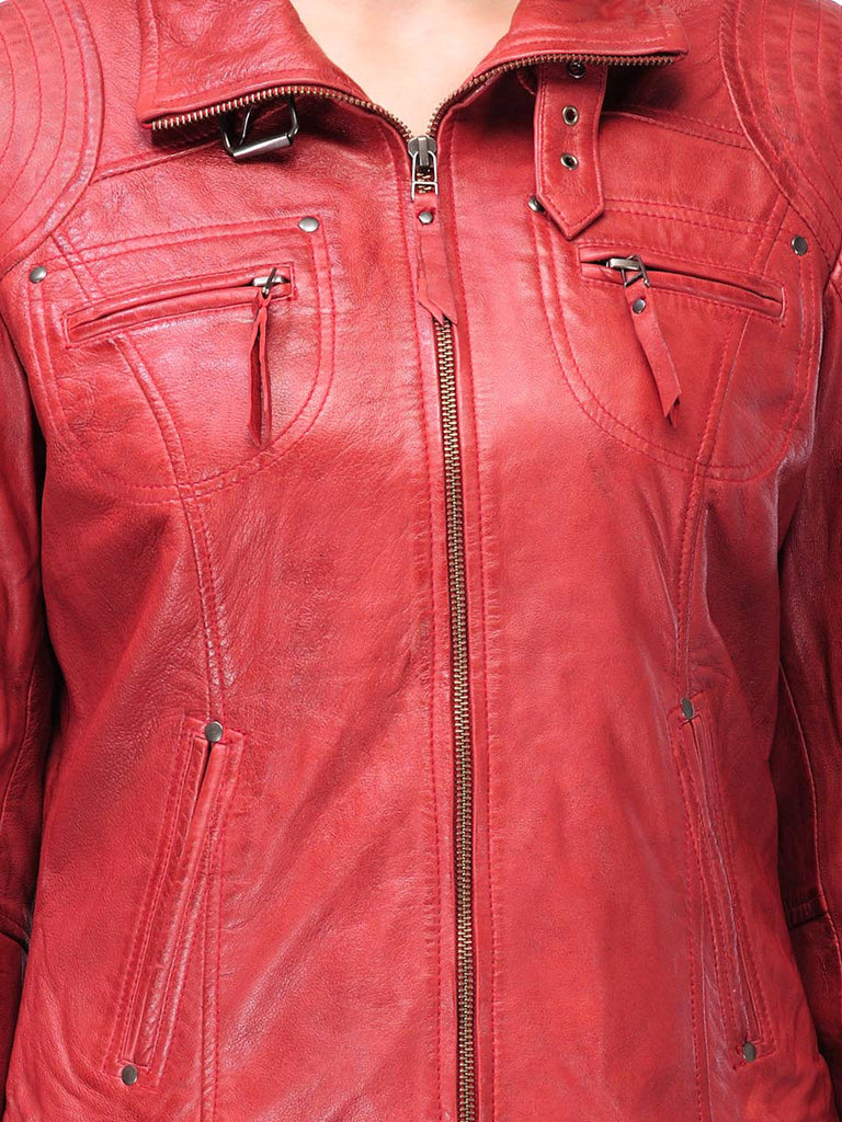 Leathers Women Red Leather Jacket