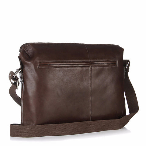 Fitch 02 Brown Leather Zip Top Messenger Bag