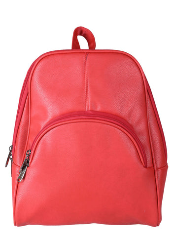 Red Synthetic Leather Backpack