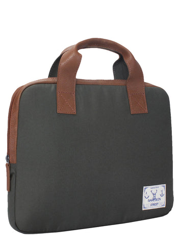 Charcoal Grey Leather Laptop Bag