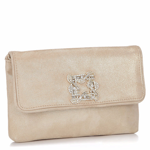Bree Golden Leather Clutch