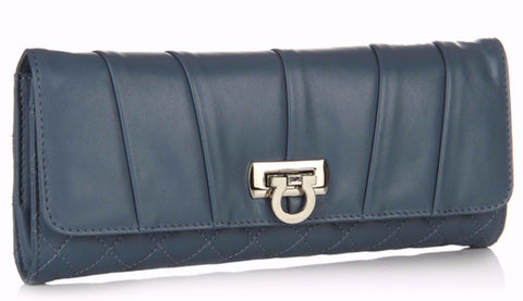 BLUE LEATHER CLUTCH